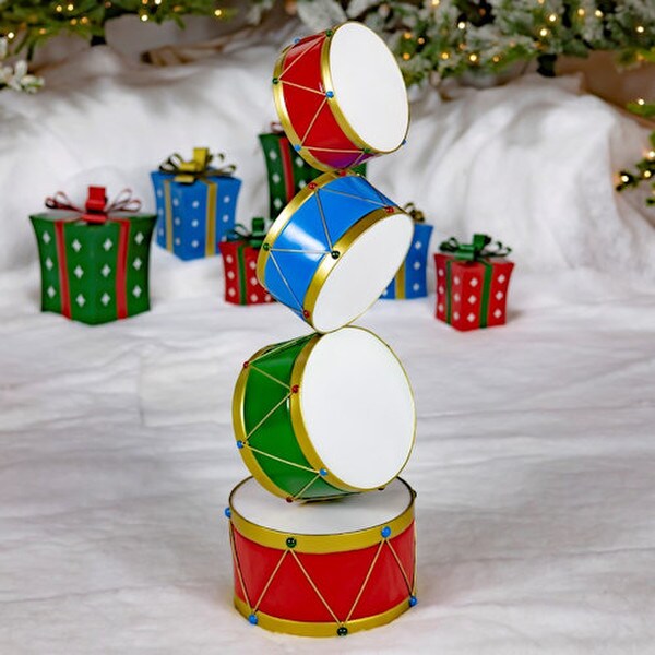 Christmas Drums Display Tower Sculpture